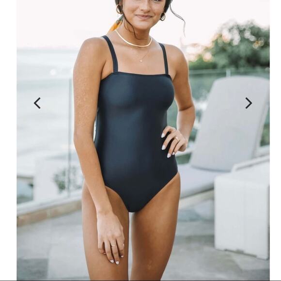 Modest Simple Black Adjustable Strap One Piece Swimsuit- Size XL - Picture 3 of 13